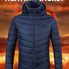 Lightweight Warm Heating Cotton Padded Coat, Casual Zip Up Lightweight Jacket Coat For Fall Winter Without Battery And Power Bank