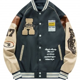 Loose Oversize  Vintage Baseball Jacket With Embroidered Letters Print For Men Loose Oversize Jacket Gifts Best Sellers