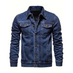 Men's Retro Denim Jacket, Casual Street Style Multi Pocket Denim Jacket