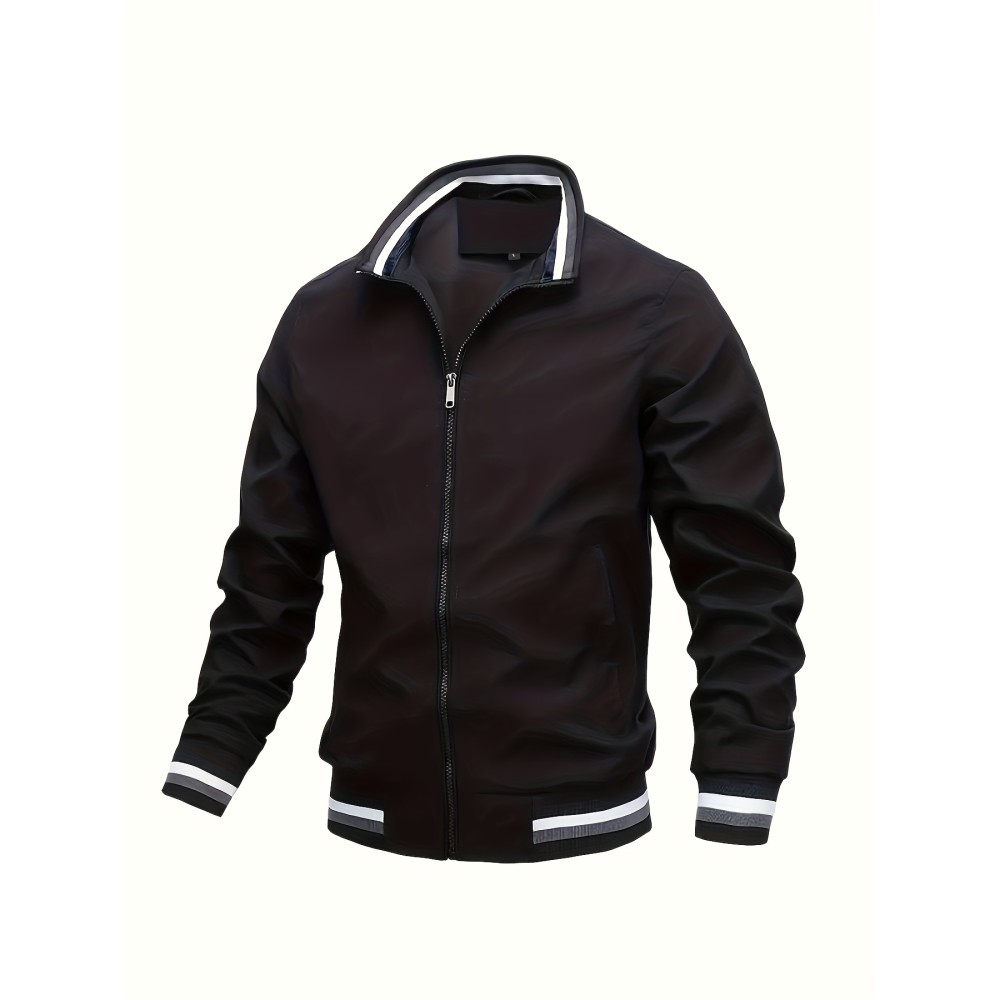 Men's Casual Bomber Jacket, Trendy Windbreaker Jacket For Spring Fall