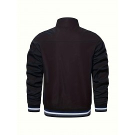 Men's Casual Bomber Jacket, Trendy Windbreaker Jacket For Spring Fall