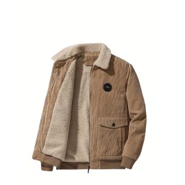 Warm Fleece Jackets By Activity, Men's Casual Corduroy Flap Pocket Jacket Coat For Fall Winter