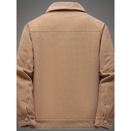 Warm Fleece Jackets By Activity, Men's Casual Corduroy Flap Pocket Jacket Coat For Fall Winter