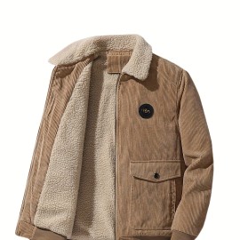 Warm Fleece Jackets By Activity, Men's Casual Corduroy Flap Pocket Jacket Coat For Fall Winter