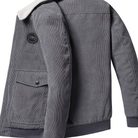 Warm Fleece Jackets By Activity, Men's Casual Corduroy Flap Pocket Jacket Coat For Fall Winter