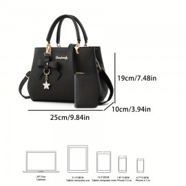 Bow Decor Handbags For Women, Trendy Crossbody Bag With Coin Purse, Top Handle Satchel Purse For Office