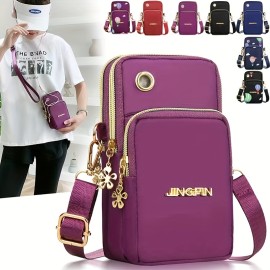 Outdoor Sports Armband Phone Bag, Casual Nylon Crossbody Bag, Running Zipper Purse With Headphone Hole