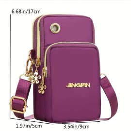 Outdoor Sports Armband Phone Bag, Casual Nylon Crossbody Bag, Running Zipper Purse With Headphone Hole