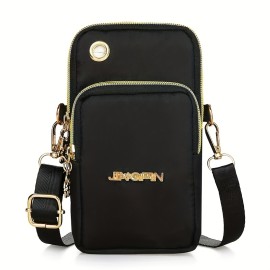 Outdoor Sports Armband Phone Bag, Casual Nylon Crossbody Bag, Running Zipper Purse With Headphone Hole