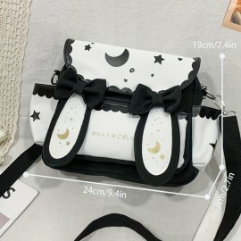 Kawaii Rabbit Crossbody Bag, Cute Anime Shoulder Bag, Cartoon JK Uniform  Handbag