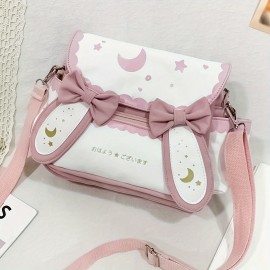 Kawaii Rabbit Crossbody Bag, Cute Anime Shoulder Bag, Cartoon JK Uniform  Handbag