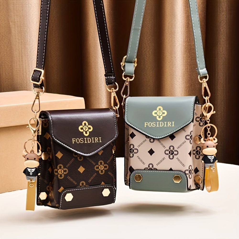 Fashion Small Phone Bag, Women's Trendy Faux Leather Flap Crossbody Bag With Adjustable Strap