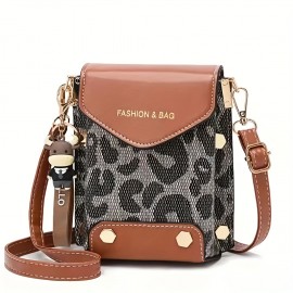 Fashion Small Phone Bag, Women's Trendy Faux Leather Flap Crossbody Bag With Adjustable Strap