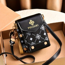 Fashion Small Phone Bag, Women's Trendy Faux Leather Flap Crossbody Bag With Adjustable Strap