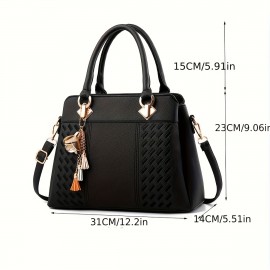 Fashion Embroidery Handbag, Large Capacity Crossbody Bag, Women's Top Handle Office & Work Purse