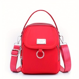 Mini Fashion Crossbody Bag, Solid Color Nylon Shoulder Bag, Women's Casual Handbag & Phone Purse