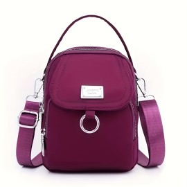 Mini Fashion Crossbody Bag, Solid Color Nylon Shoulder Bag, Women's Casual Handbag & Phone Purse