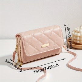 Minimalist Quilted Detail Coin Purse, Solid Color Shoulder Bag, Zipper Versatile Clutch Bag With Detachable Strap