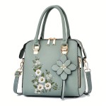 Women's Flower Embroidered Tote Bag, All-Match Shoulder Bag, Versatile Shoulder Bag