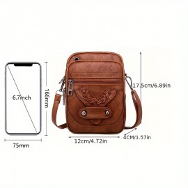 Retro Square Crossbody Phone Bag, Solid Color Fashion Coin Purse, Women's Daily Versatile Shoulder Bag & Handbag