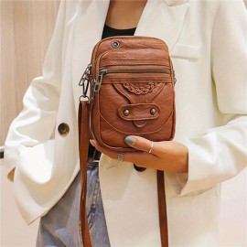 Retro Square Crossbody Phone Bag, Solid Color Fashion Coin Purse, Women's Daily Versatile Shoulder Bag & Handbag