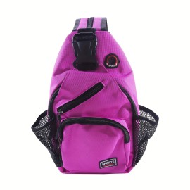 Multi Pockets Sling Backpack, Casual Nylon Crossbody Bag, Travel Hiking Daypack With Zipper Strap