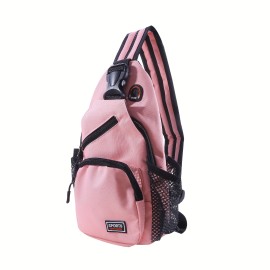 Multi Pockets Sling Backpack, Casual Nylon Crossbody Bag, Travel Hiking Daypack With Zipper Strap