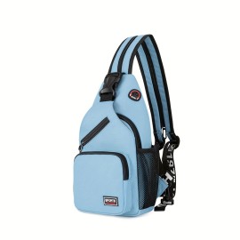 Multi Pockets Sling Backpack, Casual Nylon Crossbody Bag, Travel Hiking Daypack With Zipper Strap