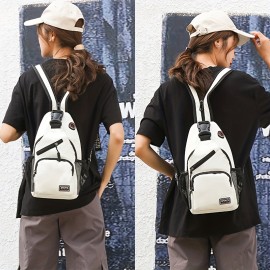 Multi Pockets Sling Backpack, Casual Nylon Crossbody Bag, Travel Hiking Daypack With Zipper Strap