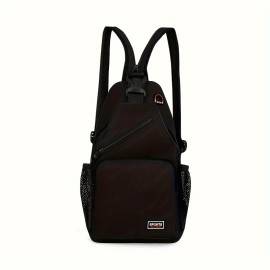 Multi Pockets Sling Backpack, Casual Nylon Crossbody Bag, Travel Hiking Daypack With Zipper Strap