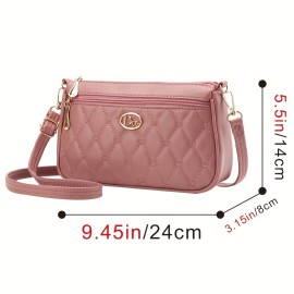 Heart Embroidery Crossbody Bag, Fashion Multi Layer Shoulder Purse, Women's PU Leather Phone Bag