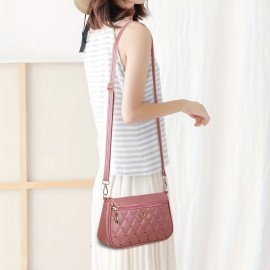 Heart Embroidery Crossbody Bag, Fashion Multi Layer Shoulder Purse, Women's PU Leather Phone Bag