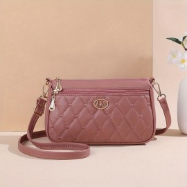 Heart Embroidery Crossbody Bag, Fashion Multi Layer Shoulder Purse, Women's PU Leather Phone Bag