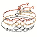 1pc Geometric Infinite 8-character Bracelet, Men And Women's Simple And Fashionable Crystal Adjustable Bracelet Hand Decoration