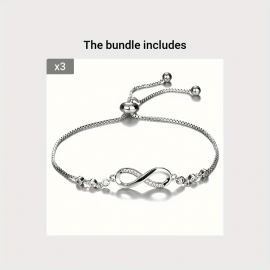 1pc Geometric Infinite 8-character Bracelet, Men And Women's Simple And Fashionable Crystal Adjustable Bracelet Hand Decoration