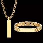 1/2pcs Customized Carved Name Date Pendant Classic Personalized Stainless Steel Letter Necklace Bracelet Set, Fashion Nameplate Jewelry For Men's Jewelry As A Holiday Gift For Boyfriend And Father Family Gift