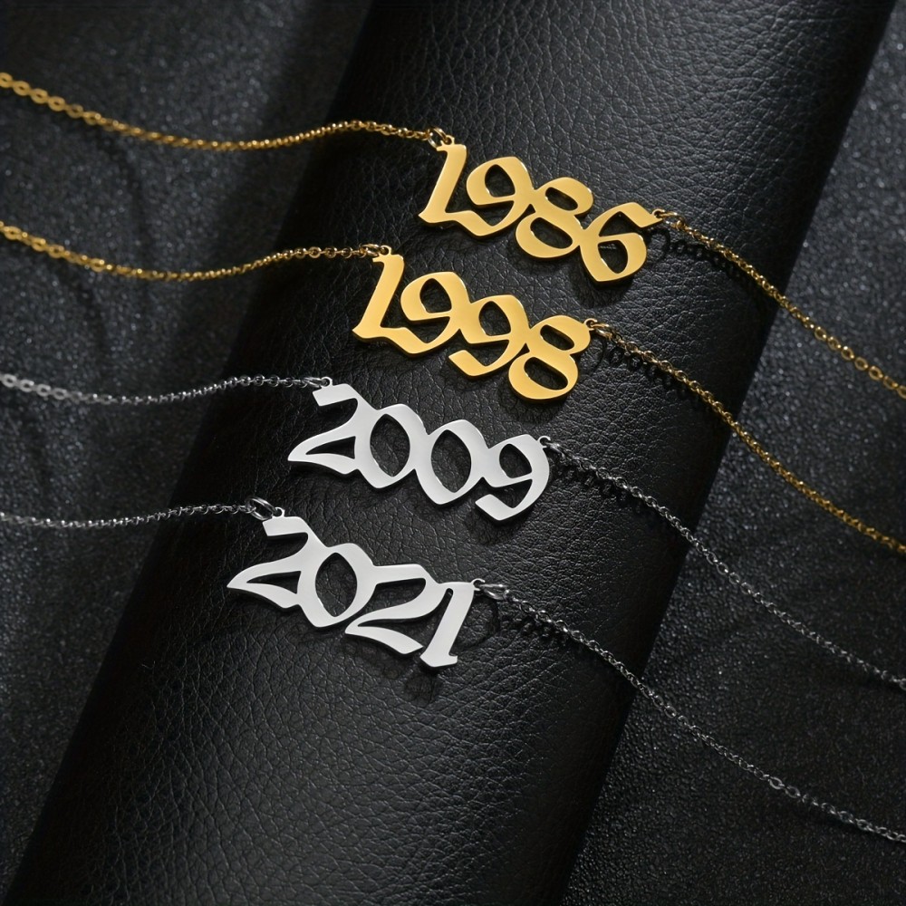 Stainless Steel Special Birth Year Number From 1980 To 2023 Necklace Birthday Gift For Men And Women