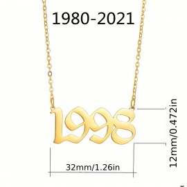 Stainless Steel Special Birth Year Number From 1980 To 2023 Necklace Birthday Gift For Men And Women