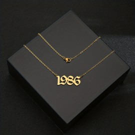 Stainless Steel Special Birth Year Number From 1980 To 2023 Necklace Birthday Gift For Men And Women