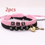 2pcs HIS HERS Couple Bracelet, Couple Lover's Pendant Woven Rope Bracelet For Men Women