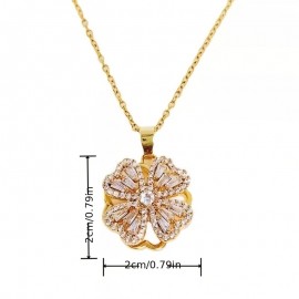 [18k Real Golden Plating] European And American Ins Style 360Â° Rotation Four-leaf Clover Pendant Necklace Banquet Party Jewelry Accessories Temperament Light Luxury Niche Design Sense