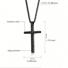 1pc Men's Titanium Steel Necklace Jewelry Stainless Steel Simple Cross Necklace Pendant For Men & Women