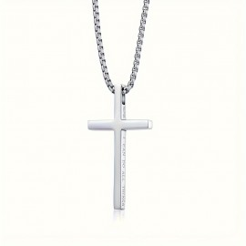 1pc Men's Titanium Steel Necklace Jewelry Stainless Steel Simple Cross Necklace Pendant For Men & Women