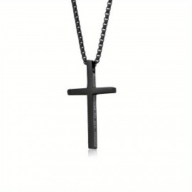 1pc Men's Titanium Steel Necklace Jewelry Stainless Steel Simple Cross Necklace Pendant For Men & Women