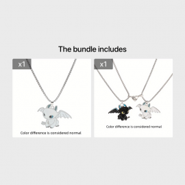 1pc/2pcs Men's Cartoon Black And White Double Evil Necklace Personality Simple Couples Pendant Sweater Chain