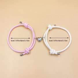 2pcs Love Heart Shape Magnet Buckle Bracelets For Men And Women Couple Bracelet Sets Accessories Gift