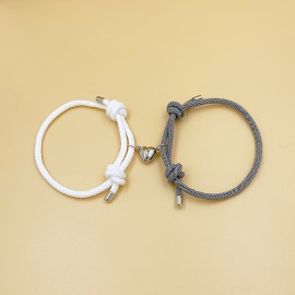 2pcs Love Heart Shape Magnet Buckle Bracelets For Men And Women Couple Bracelet Sets Accessories Gift