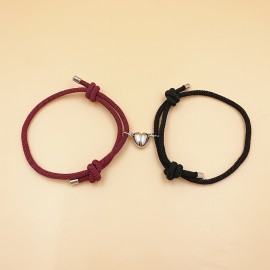 2pcs Love Heart Shape Magnet Buckle Bracelets For Men And Women Couple Bracelet Sets Accessories Gift