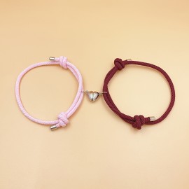 2pcs Love Heart Shape Magnet Buckle Bracelets For Men And Women Couple Bracelet Sets Accessories Gift