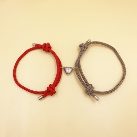 2pcs Love Heart Shape Magnet Buckle Bracelets For Men And Women Couple Bracelet Sets Accessories Gift